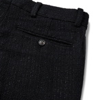 AMIRI - Slim-Fit Silk Twill-Trimmed Metallic Wool-Blend Bouclé Trousers - Black