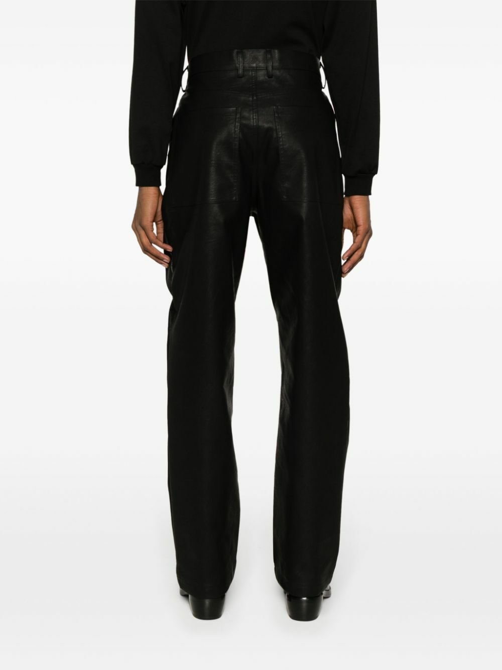 ENTIRE STUDIOS Black Wet Faux-Leather Straight Trousers