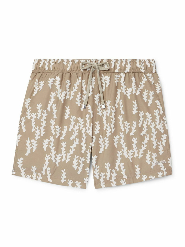 Photo: Zegna - Rametto dell'Oasi Straight-Leg Mid-Length Printed Swim Shorts - Neutrals