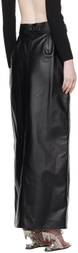 GCDS Black Belted Leather Maxi Skirt