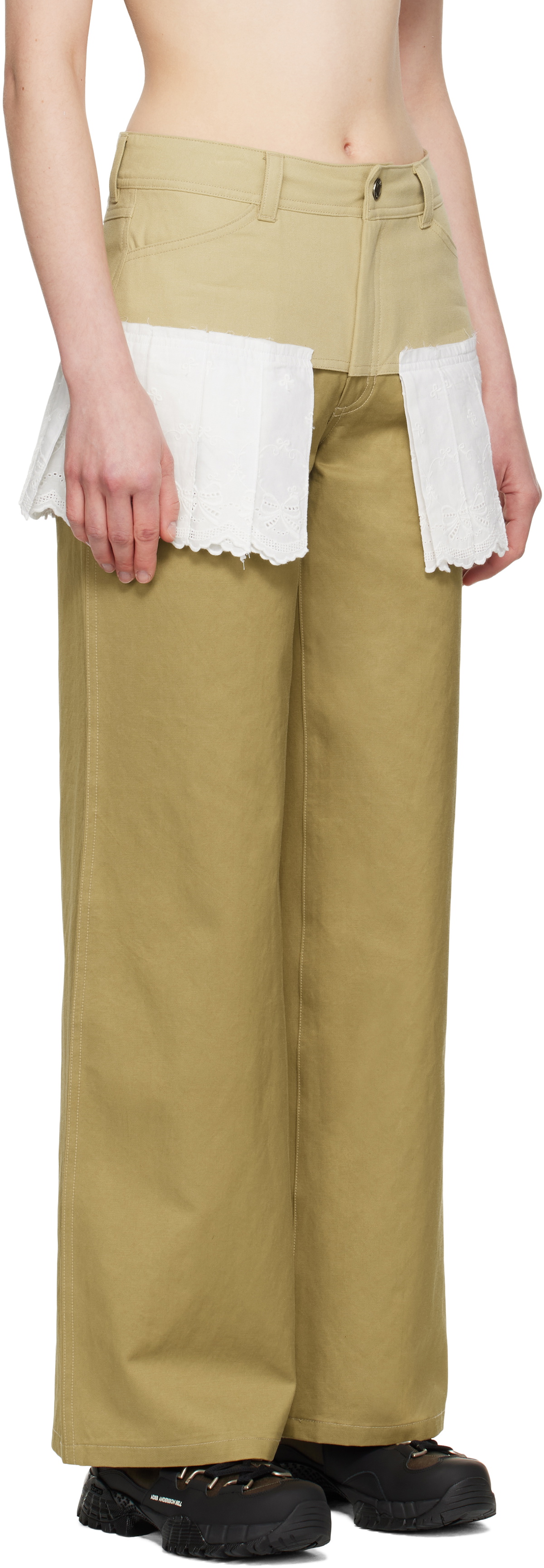 Andersson Bell Beige & White Lace Pleats Skirt Trousers