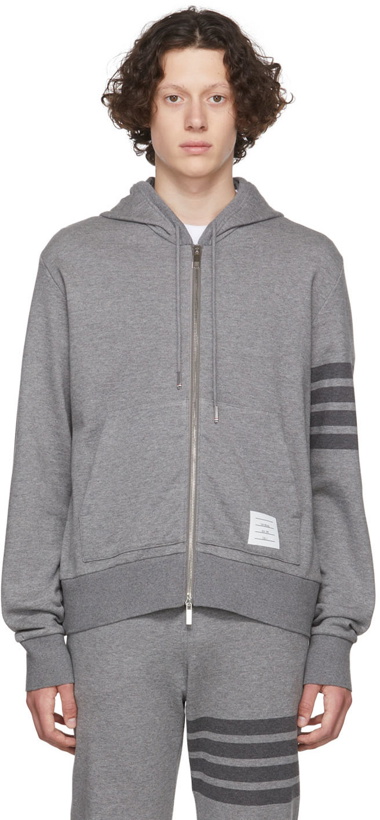 Photo: Thom Browne Gray 4-Bar Hoodie