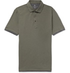 Brunello Cucinelli - Layered Slub Cotton Polo Shirt - Men - Army green