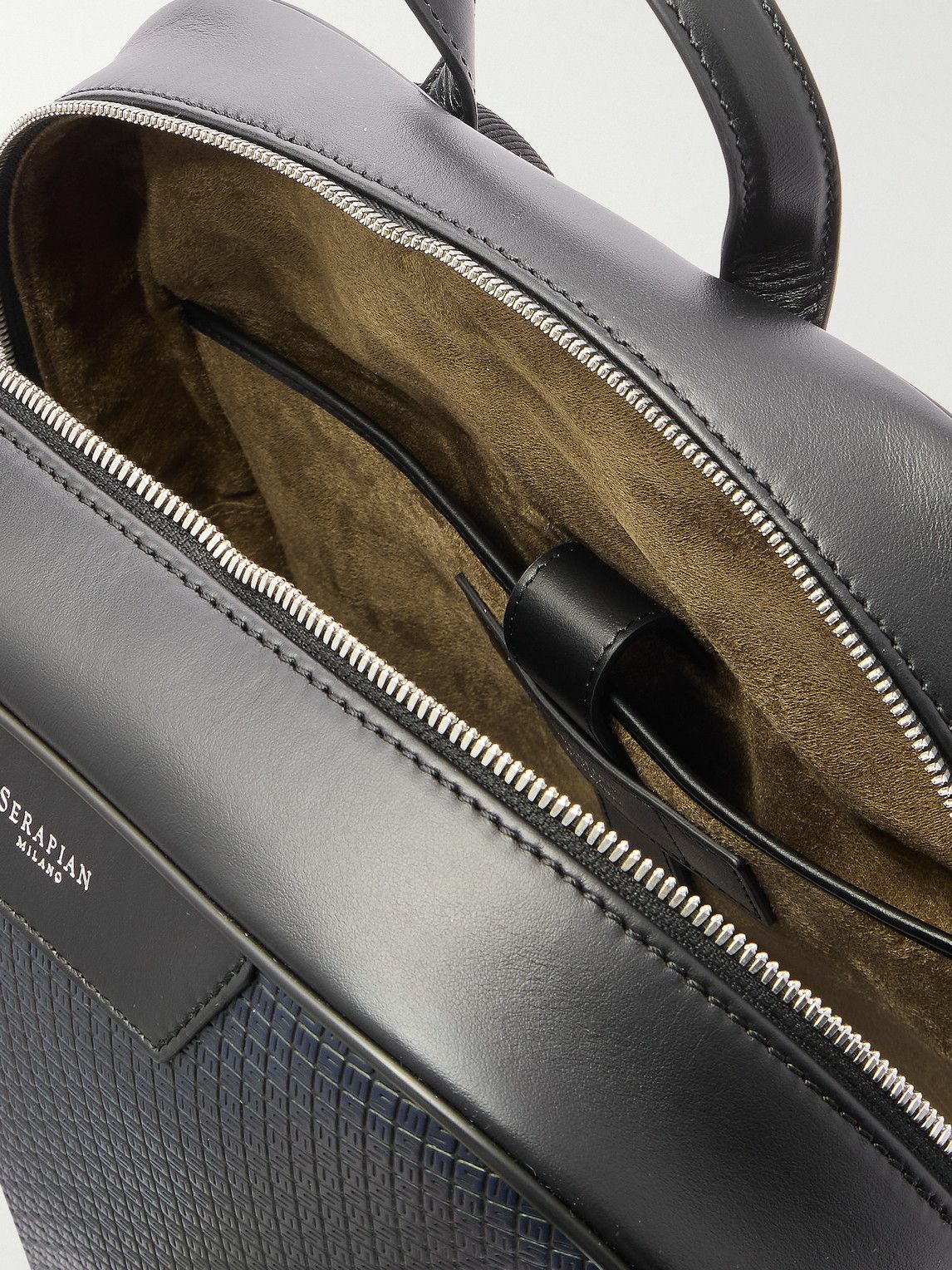 Serapian - Mesh-Trimmed Leather and Stepan Backpack