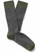 John Smedley - Cortland Colour-Block Ribbed Sea Island Cotton-Blend Socks - Gray