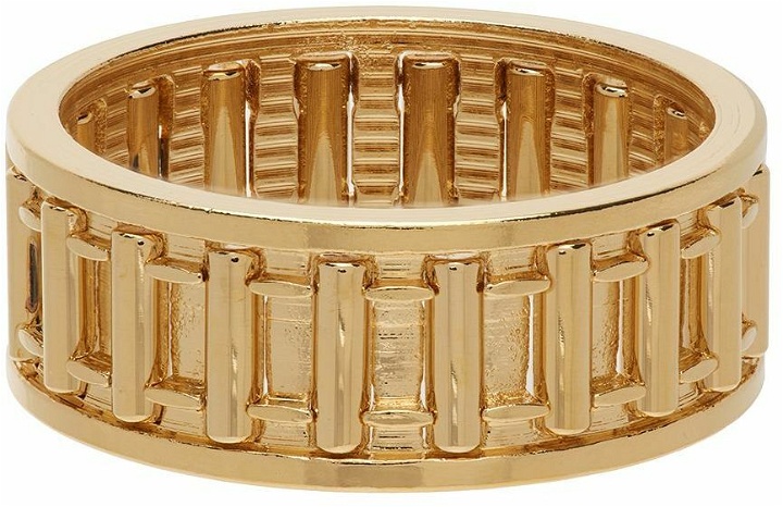 Photo: IN GOLD WE TRUST PARIS SSENSE Exclusive Gold Needle Bearing Ring