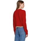 The Elder Statesman Red Cashmere Simple Line Cropped Sweater