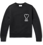 AMI - Logo-Appliquéd Loopback Cotton-Jersey Sweatshirt - Black