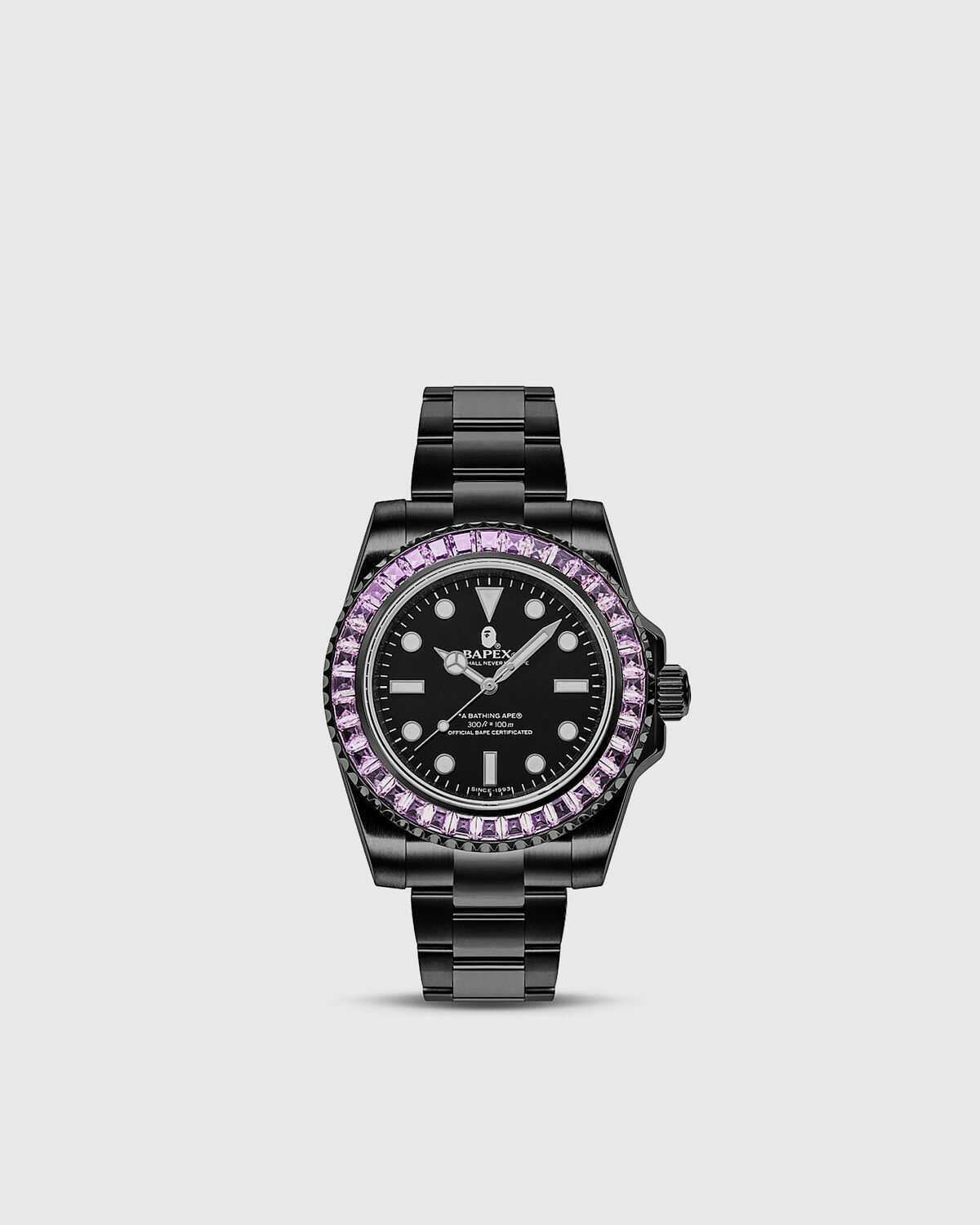 A Bathing Ape Type 1 Bapex Crystal Stone Black Watches A Bathing Ape