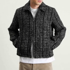 Percival Men's Ingelo Zip Wool Boxy Jacket in Black