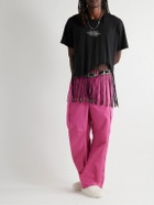 Collina Strada - Homecoming Fringed Embellished Cotton-Jersey T-Shirt - Black