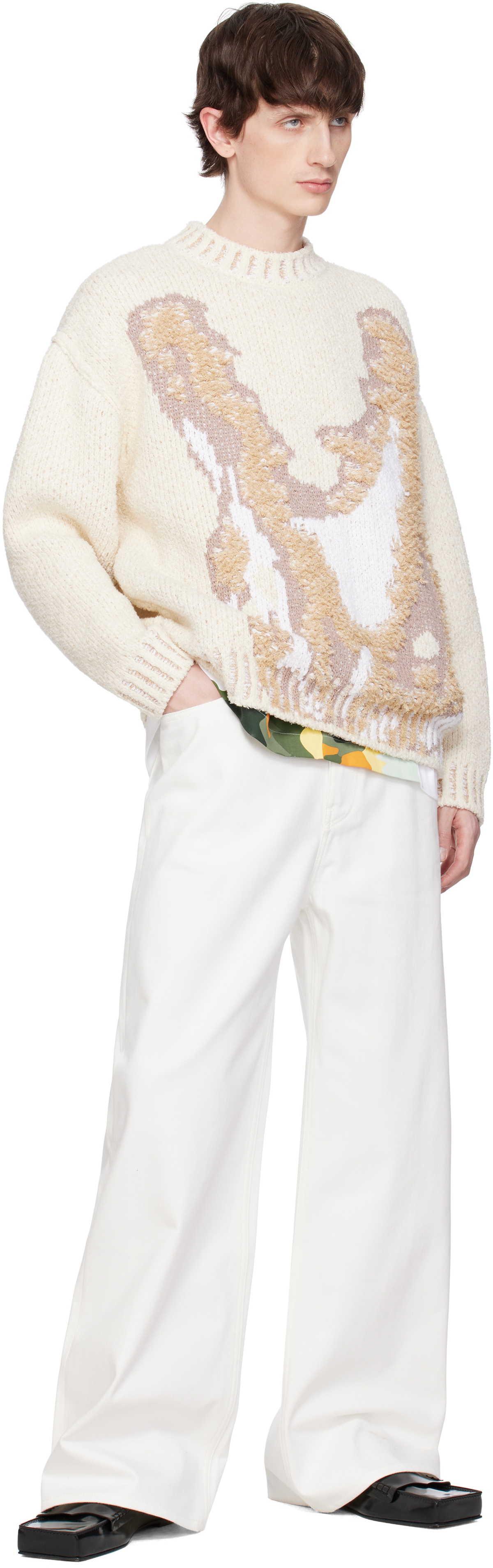 Lacoste White Runway Wide Fit Selvedge Jeans