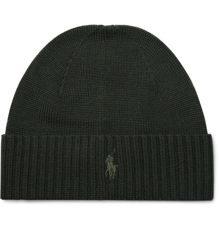 Photo: Polo Ralph Lauren - Logo-Embroidered Merino Wool Beanie - Green