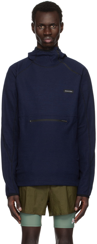 Photo: District Vision Navy Hooded Running Midlayer Zip Hoodie