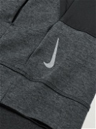 Nike Training - Dri-FIT Jersey and Mesh Yoga Hoodie - Gray