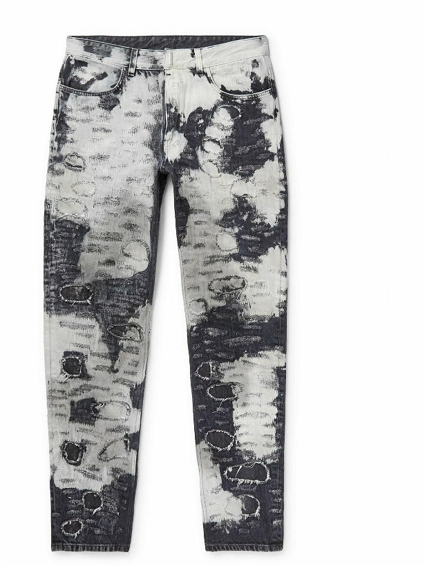 Photo: Givenchy - Slim-Fit Distressed Bleached Jeans - Black