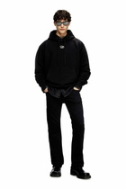 Diesel Oversized hoodie with metallic logo - Sweaters Mens in Black