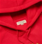 Burberry - Logo-Embroidered Fleece-back Cotton-Blend Jersey Hoodie - Men - Red