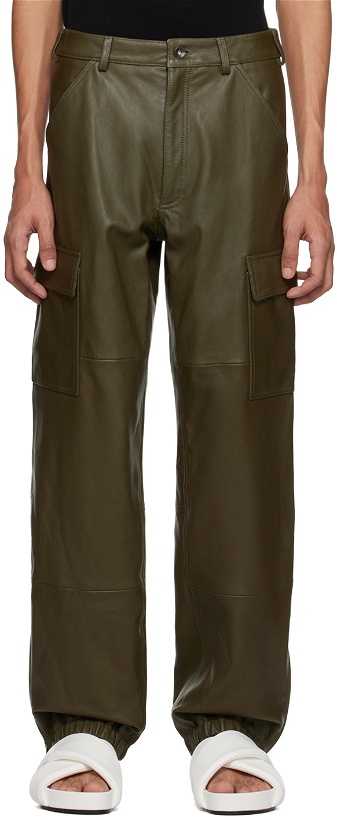 Photo: ALTU Khaki Cargo Pocket Leather Pants