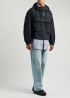 Helmut Lang Hooded Cotton-blend Jacket Navy