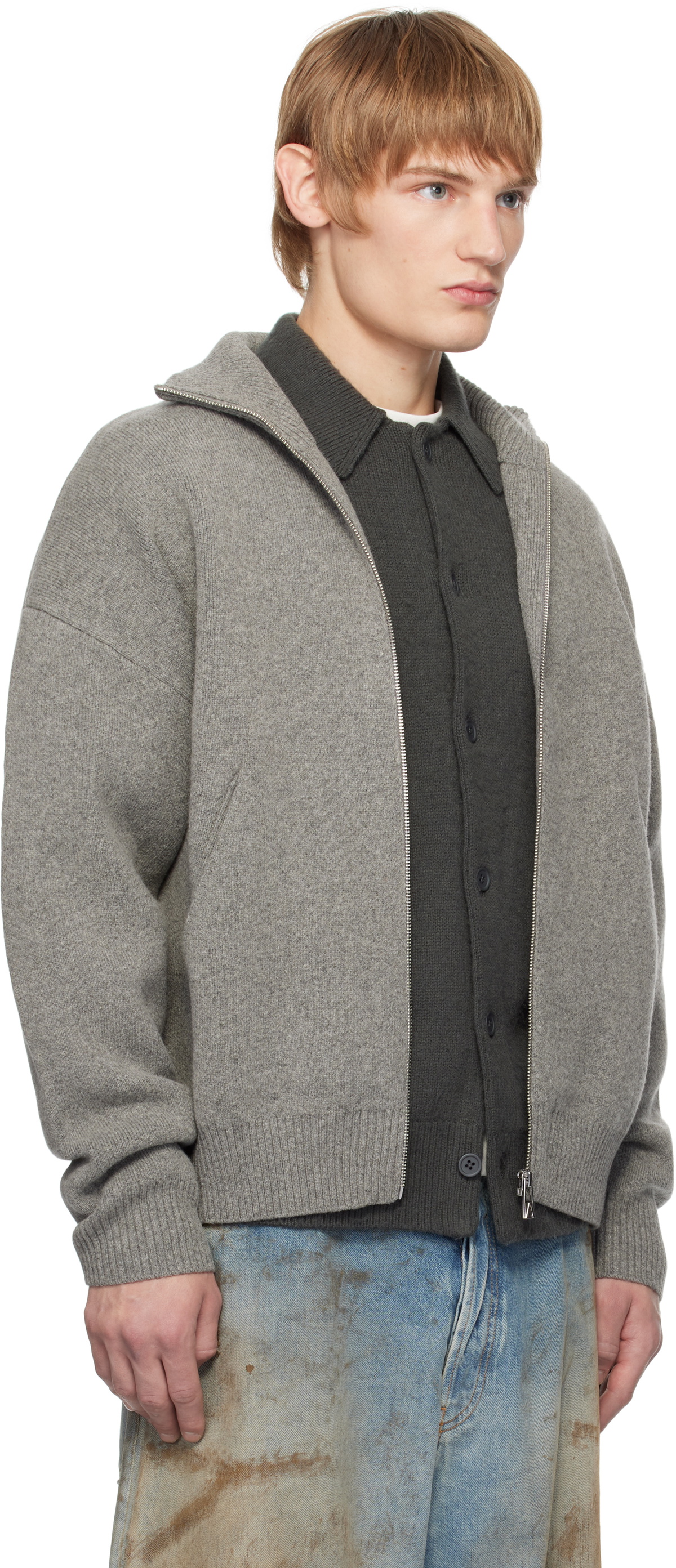 Axel Arigato Gray Core Zip-Up Sweater Axel Arigato