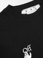 Off-White - Printed Cotton-Blend Jersey T-Shirt - Black