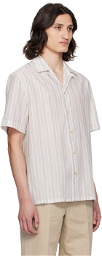 Brioni Beige & Off-White Stripe Shirt
