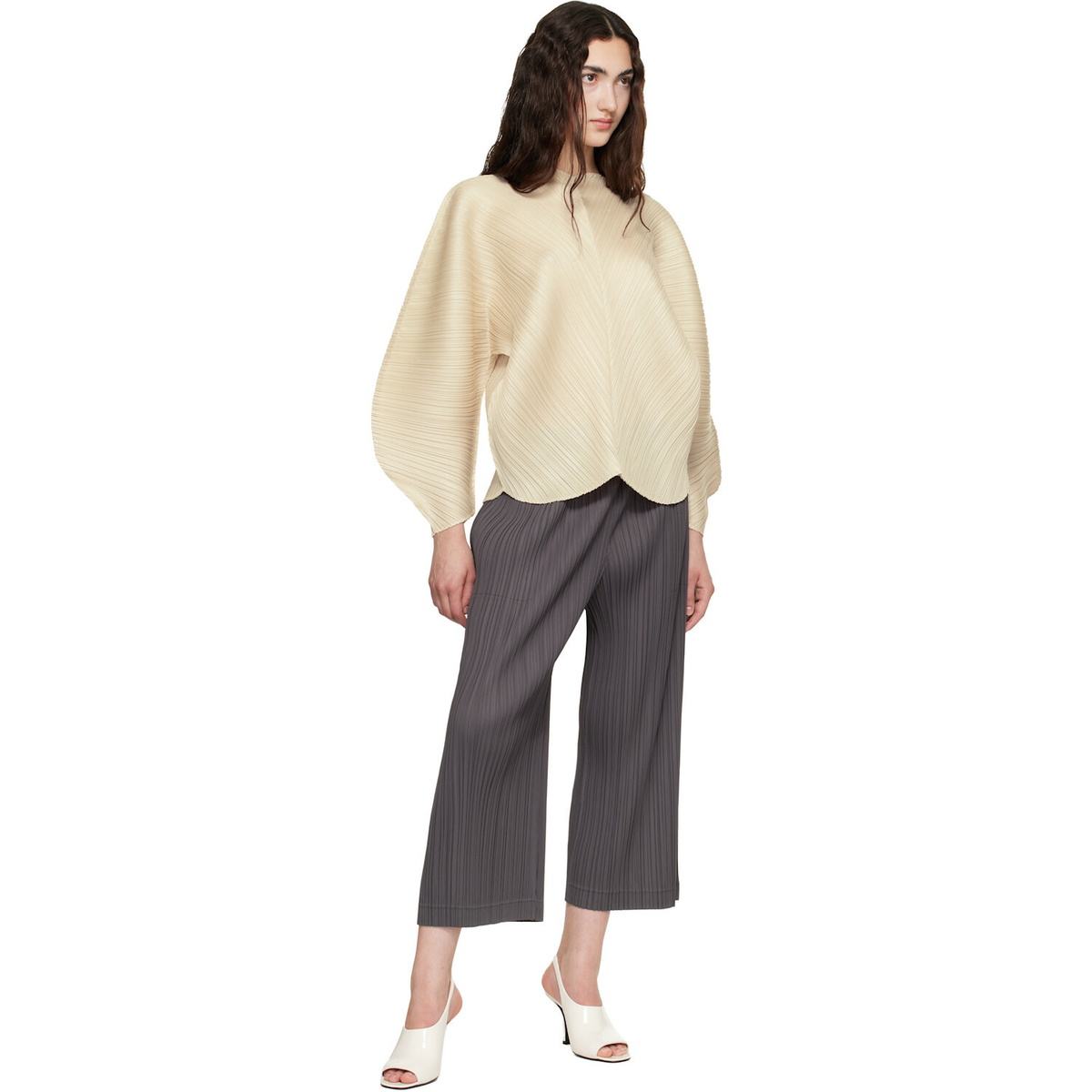 PLEATS PLEASE ISSEY MIYAKE Gray Opaque Trousers