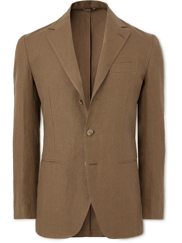 Photo: De Petrillo - Unstructured Linen Suit Jacket - Brown