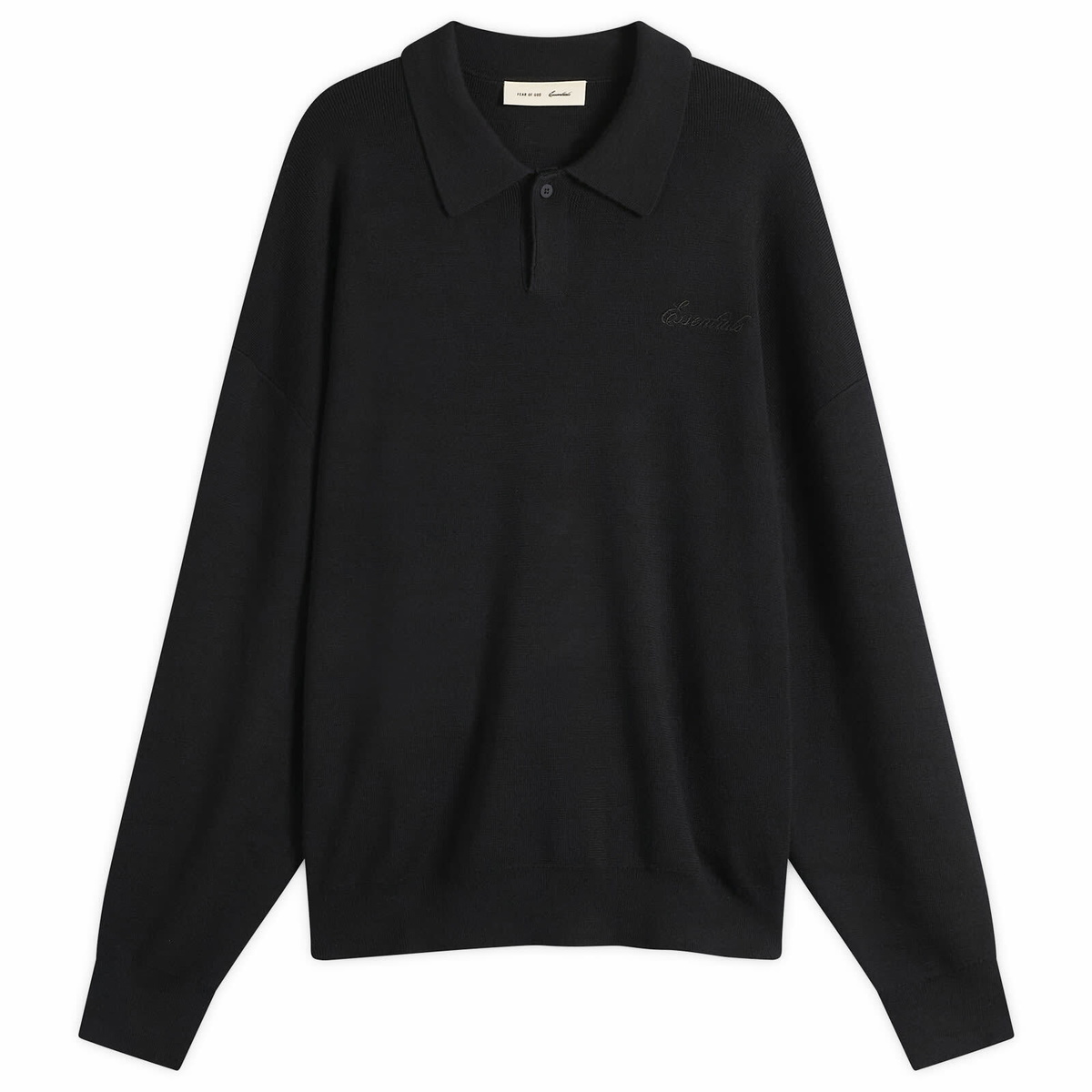 Fear of God ESSENTIALS Men's Signature 90s Knit Polo in Vintage Black