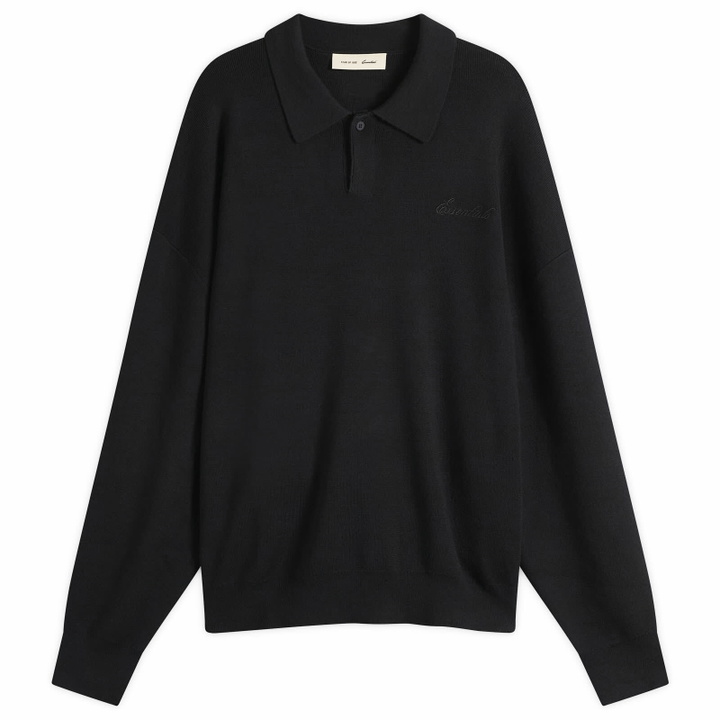 Photo: Fear of God ESSENTIALS Men's Signature 90s Knit Polo in Vintage Black