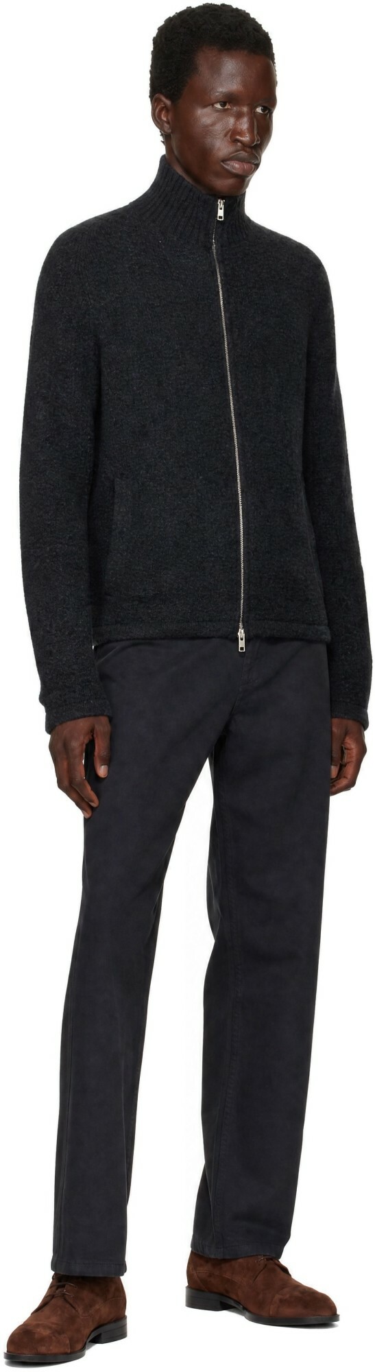 Palmes Gray Knitted Zip Sweater