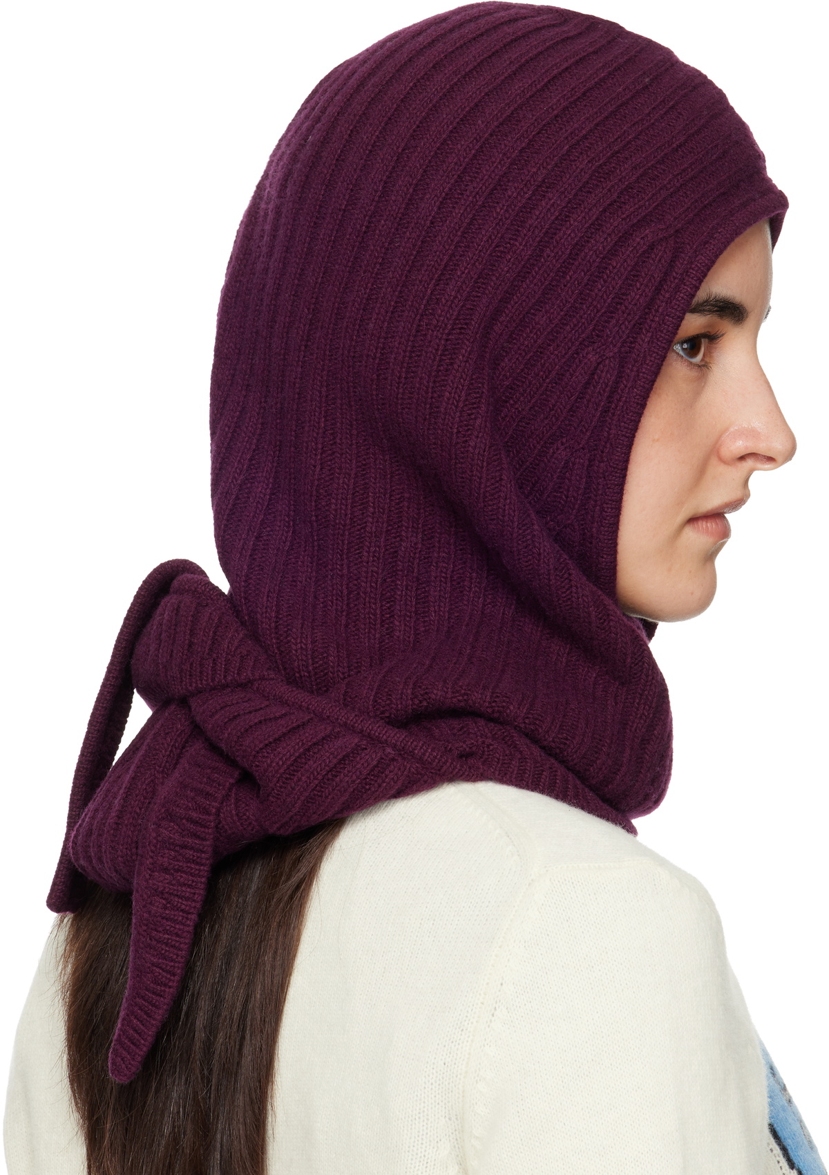 GANNI Burgundy Wool Mix Balaclava