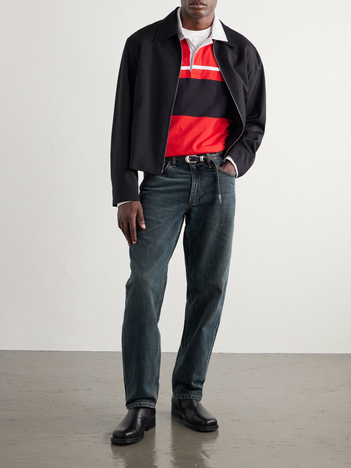 Rag & Bone - Striped Cotton-Jersey Polo Shirt - Red