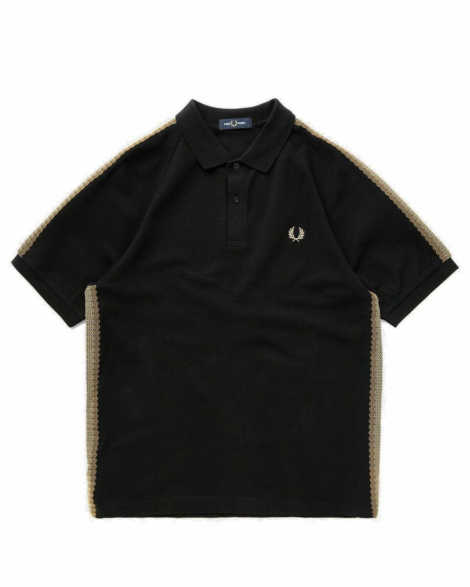 Photo: Fred Perry Honeycomb Taped Polo Shirt Black - Mens - Polos