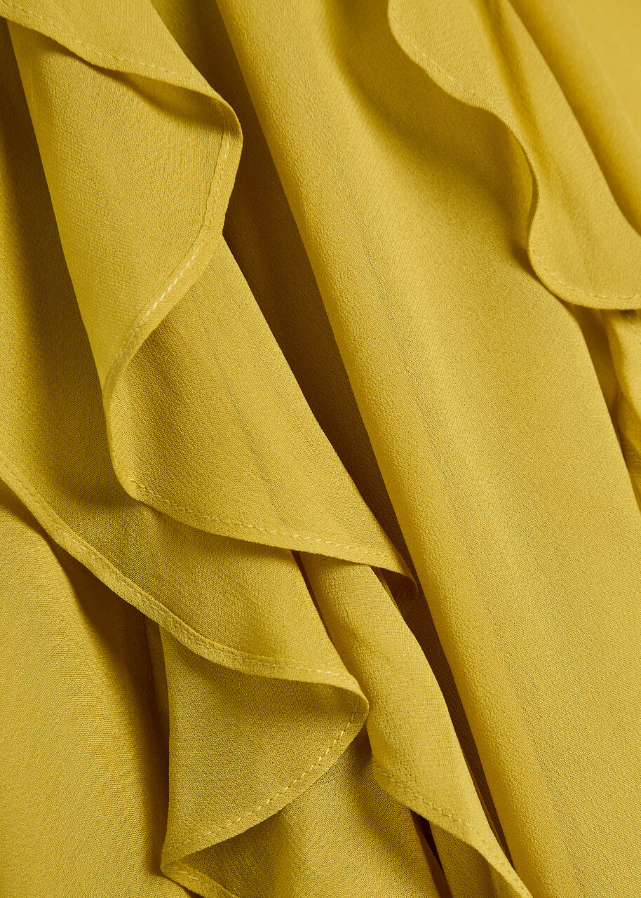 DE LA Vali Mayara Scar-effect Ruffled Chiffon Gown Yellow