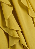 DE LA Vali Mayara Scar-effect Ruffled Chiffon Gown Yellow