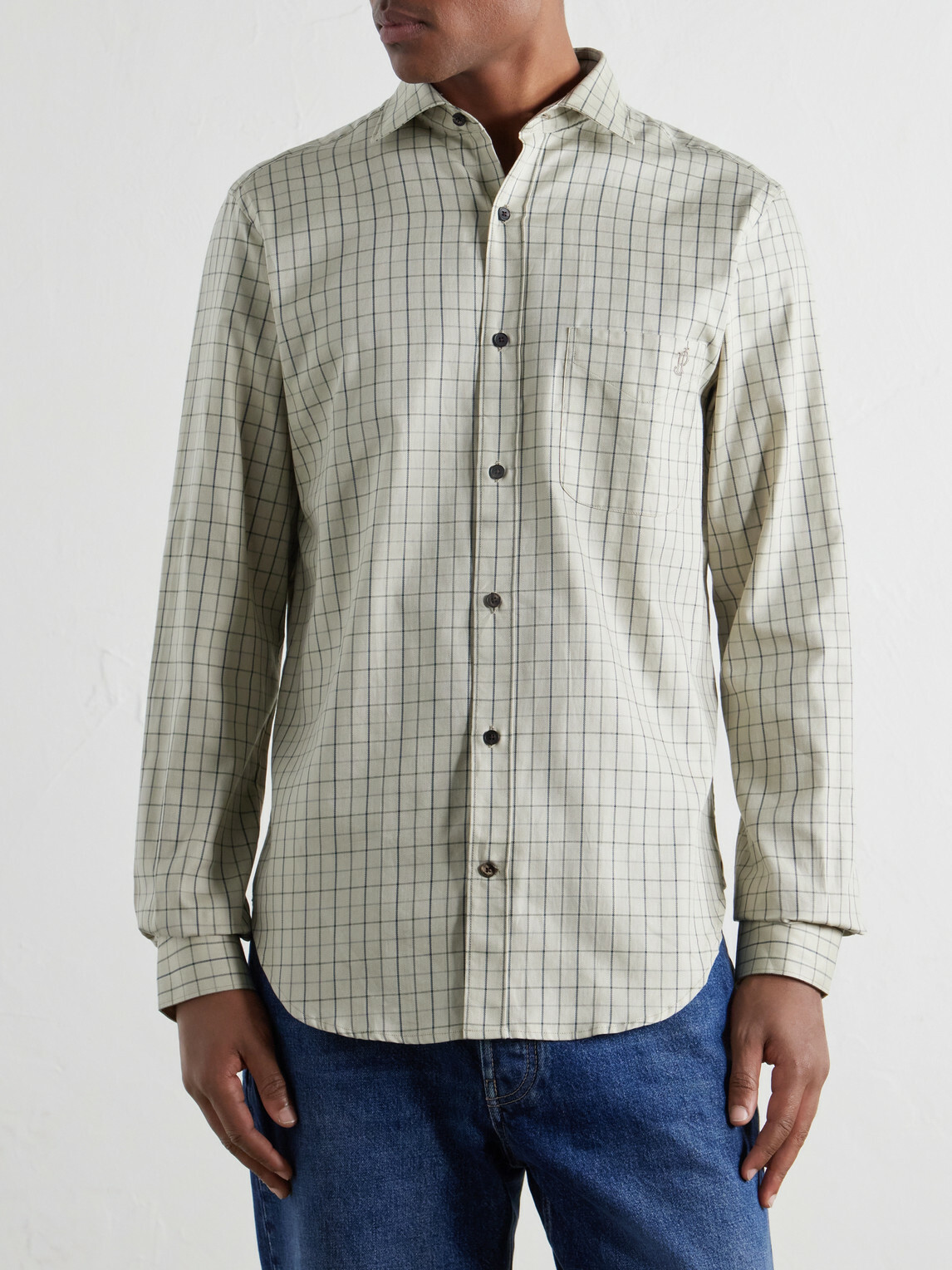 Purdey - Logo-Embroidered Checked Cotton-Twill Shirt - Green