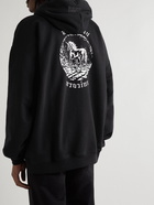 VETEMENTS - Logo-Print Cotton-Blend Jersey Hoodie - Black