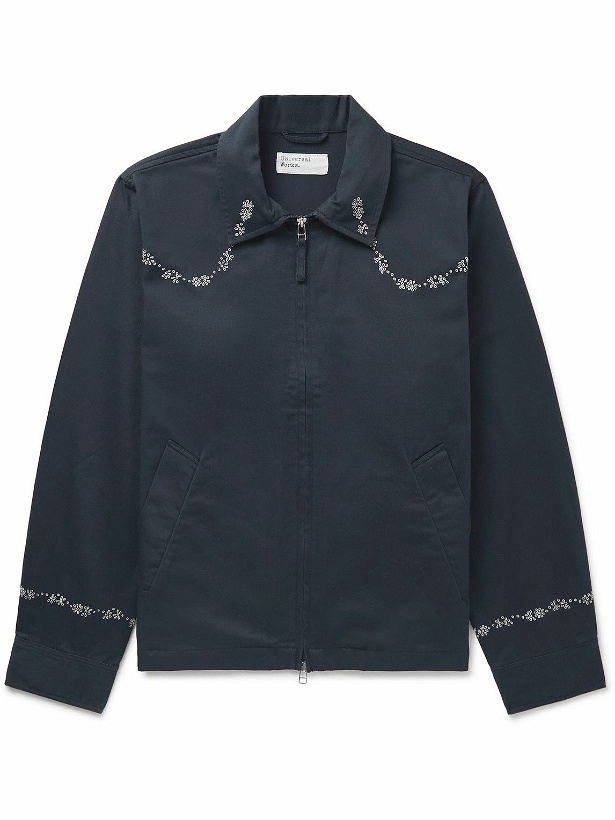 Photo: Universal Works - Flower Mountain Embroidered Cotton-Twill Jacket - Blue