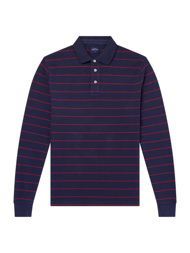 Photo: Noah - Striped Cotton-Piqué Polo Shirt - Blue