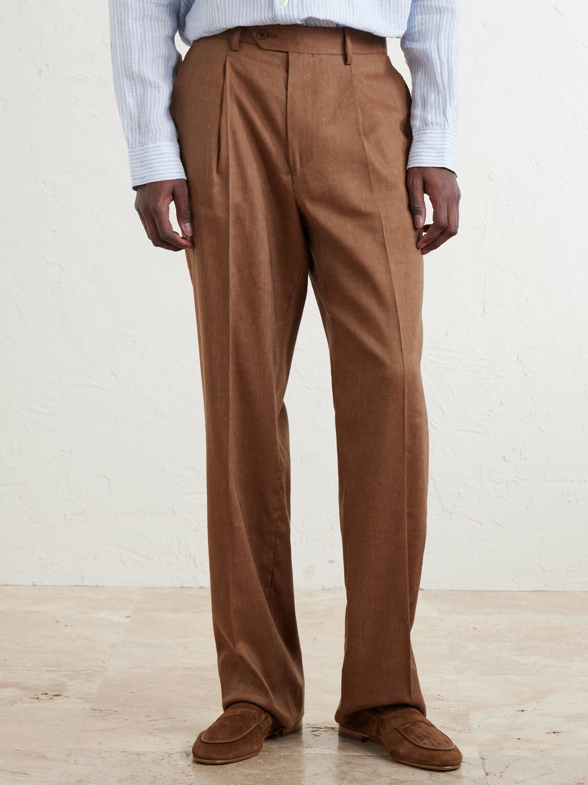 Frescobol Carioca - Affonso Pleated Straight-Leg Linen and Virgin Wool-Blend Suit Trousers - Brown