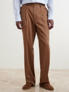Frescobol Carioca - Affonso Pleated Straight-Leg Linen and Virgin Wool-Blend Suit Trousers - Brown