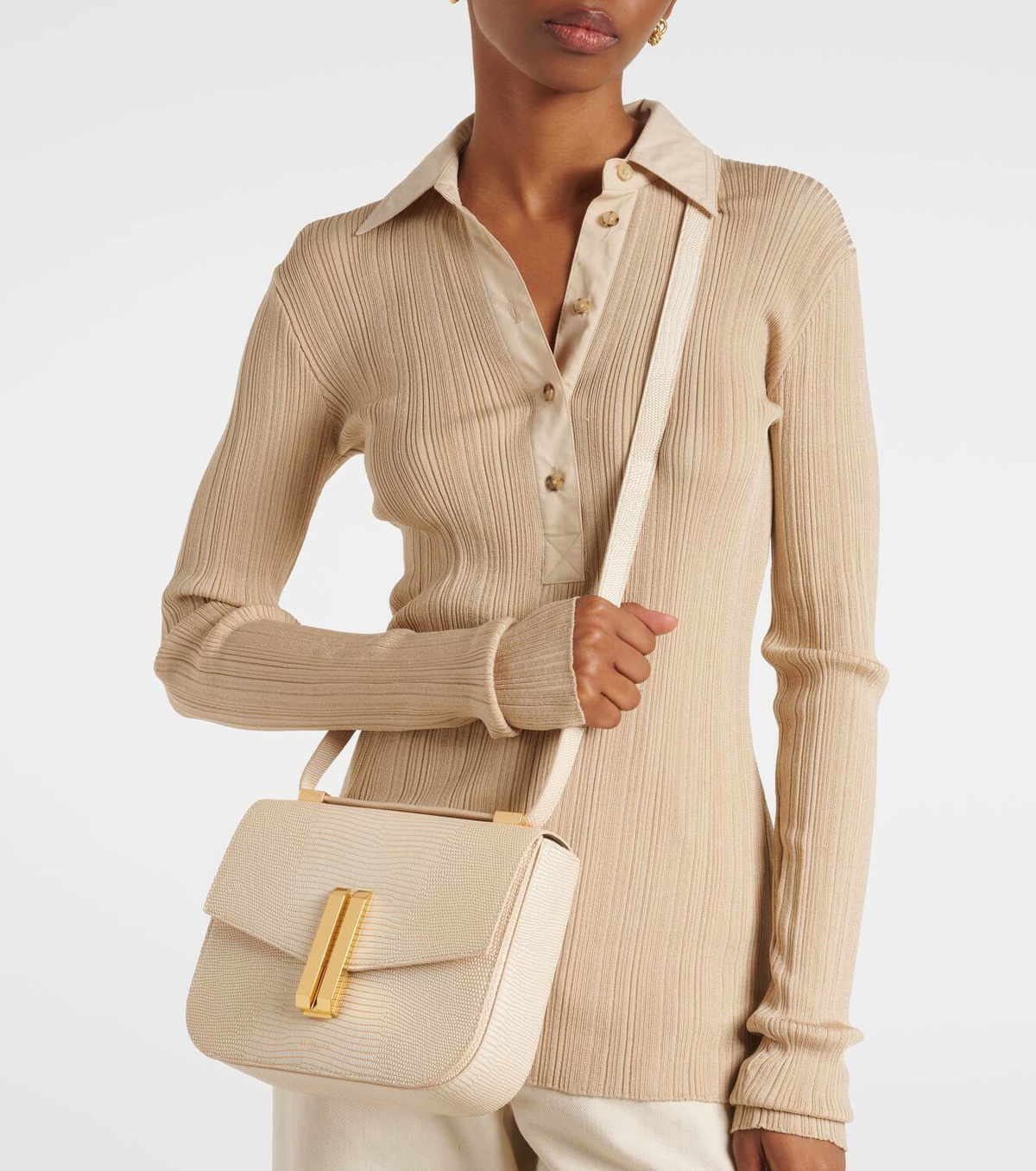 DeMellier Vancouver croc-effect leather crossbody bag