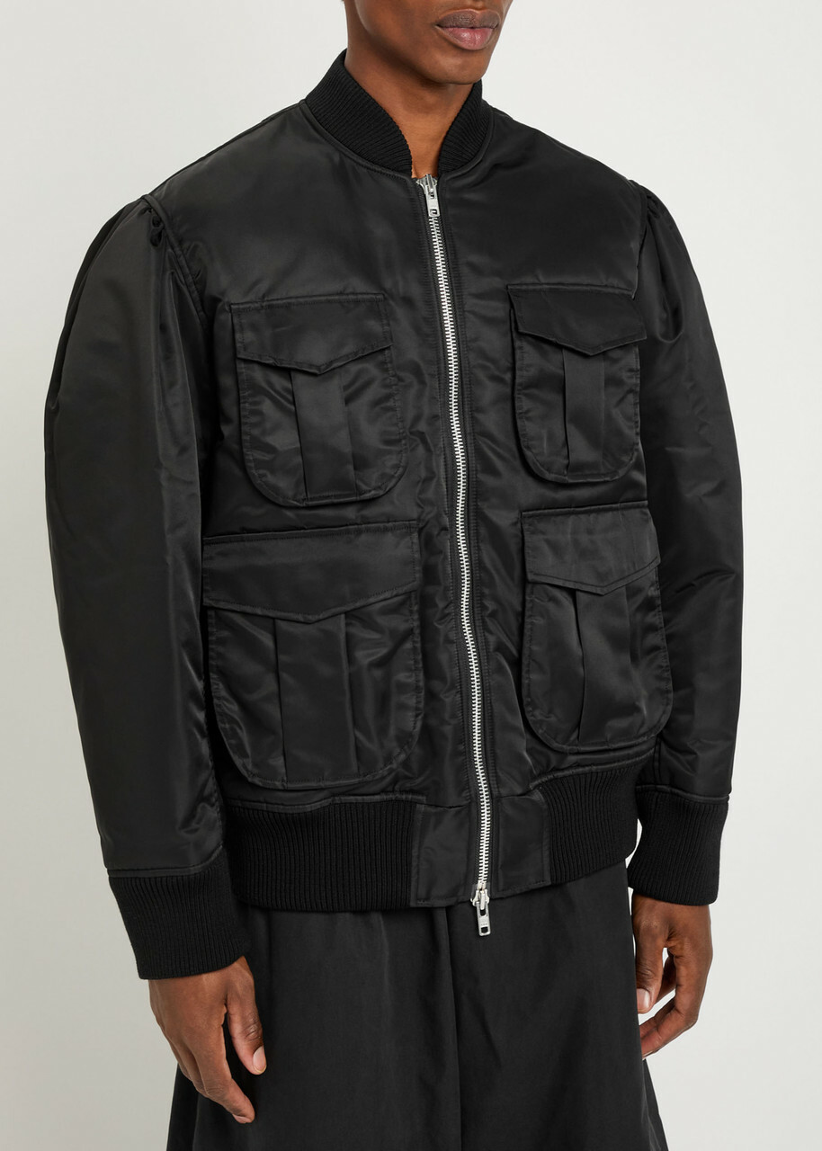 Simone Rocha Quilted Taffeta Bomber Jacket Black