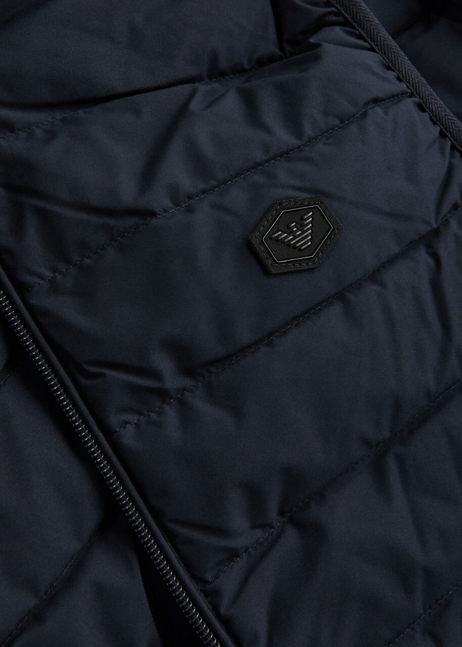 Emporio Armani Logo Quilted Matte Shell Gilet Navy