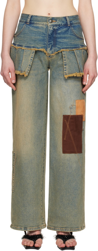 Photo: Andersson Bell Blue Patchwork Pleats Skirt Denim Jeans