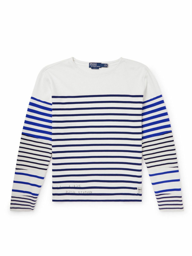 Photo: Polo Ralph Lauren - Appliquéd Striped Cotton-Jersey T-Shirt - White