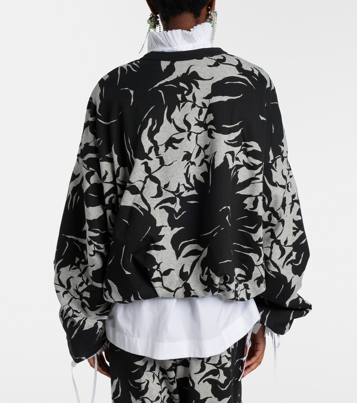 Dries Van Noten Draped floral cotton jersey sweatshirt
