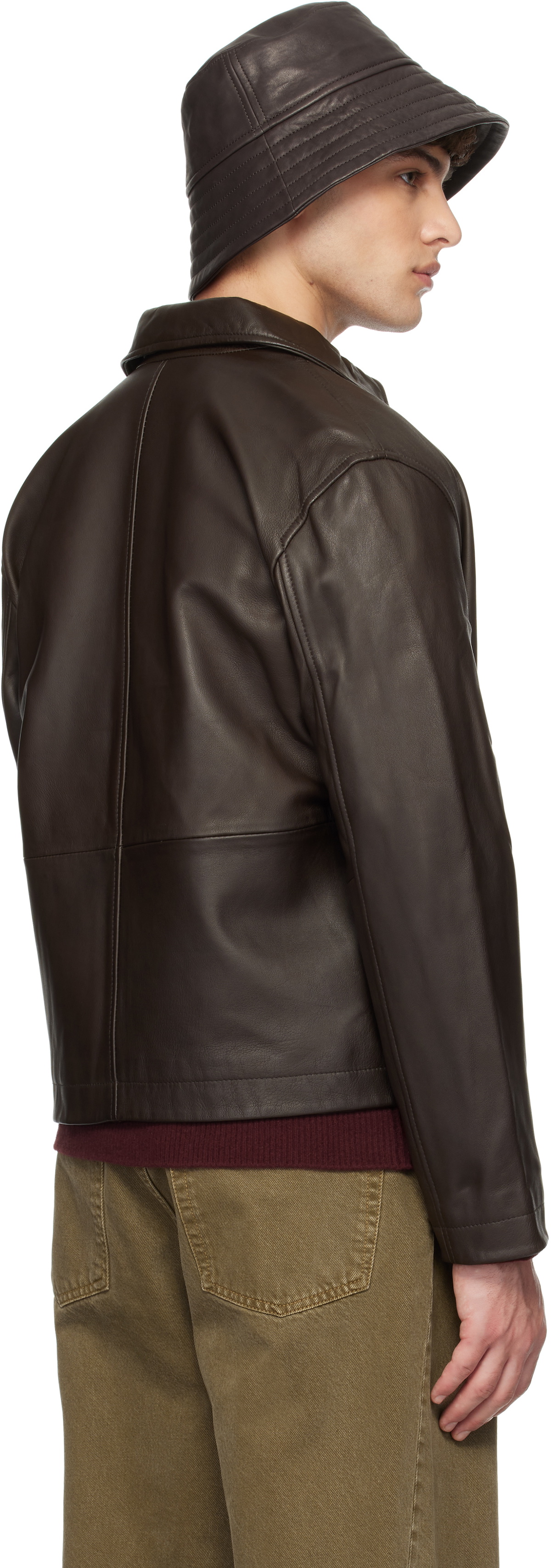 Sunflower Brown Short Leather Jacket Sunflower